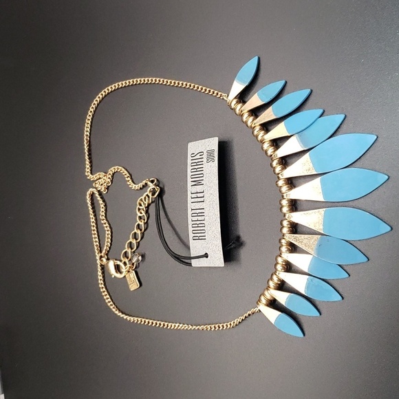 RLM Robert Lee Morris Soho Patina Leaf Frontal Necklace - Picture 1 of 4